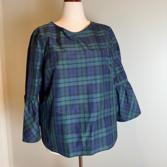 Vineyard Vines Tops - Vineyard Vines Sz 12 Blackwatch Plaid Blue Green Bell Sleeve